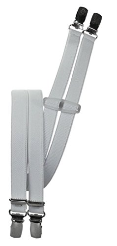 Harrys-Collection Damen Herren Hosenträger mit 4 Clips in 18 mm Breite extra schmal, Farben:weiss von Harrys-Collection