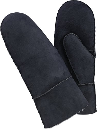 Harrys-Collection Damen Herren dicke Fäustlinge aus Lammfell in 4 Farben, Farben:schwarz, Handschuhgröße:10.5 von Harrys-Collection