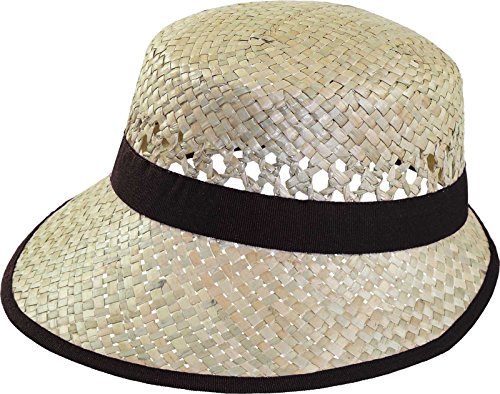 Harrys-Collection Einfacher ovaler Damenhut aus Stroh, Größe:56, Farben:dunkelbraun von Harrys-Collection