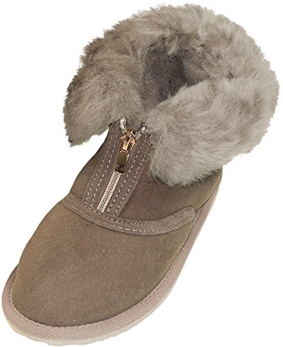 Harrys-Collection Extra Dicke Halbhohe Lammfell Schuhe Reißverschluss, Farben:grau, Schuhgröße:40 von Harrys-Collection