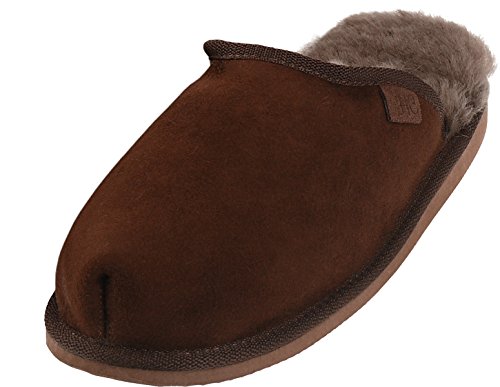 Harrys-Collection Extra Dicke Lammfell Pantoffeln für Herren, Farben:braun, Schuhgröße:41 von Harrys-Collection