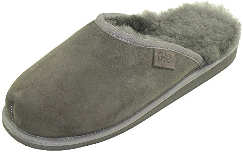 Harrys-Collection Extra Dicke Lammfell Pantoffeln für Herren, Farben:grau, Schuhgröße:44 von Harrys-Collection