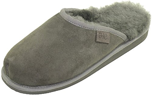 Harrys-Collection Extra Dicke Lammfell Pantoffeln für Herren, Farben:grau, Schuhgröße:45 von Harrys-Collection