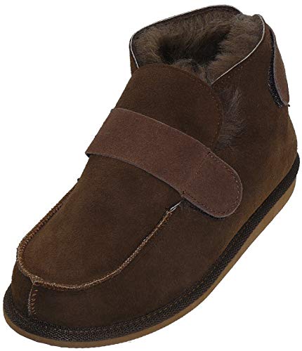 Harrys-Collection Extra Dicke Lammfell Schuhe mit Klettverschluss, Farben:Dunkelbraun, Schuhgröße:41 von Harrys-Collection