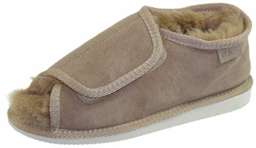 Harrys-Collection Extra Dicke Lammfell Schuhe mit Klettverschluss, Farben:beige, Schuhgröße:44 von Harrys-Collection