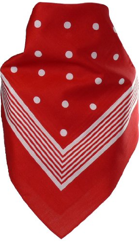 Harrys-Collection Damen Herren Großes Bandana mit Punkten in Baumwolle! 64x64 cm, Größen:Einheitsgröße, Farben:rot von Harrys-Collection