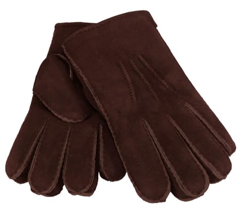 Harrys-Collection HC Damen Herren Handschuh aus echtem Lammfell, Farben:braun, Handschuhgröße:L von Harrys-Collection
