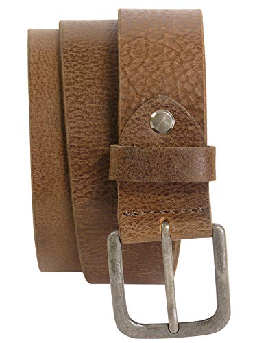 Harrys-Collection HC Herren Damen Ledergürtel Büffelleder mit Altsilberschließe 4 cm Vintage, Bundweite:Bundweite 115 = Gesamtlänge 129, Farben:cognac von Harrys-Collection