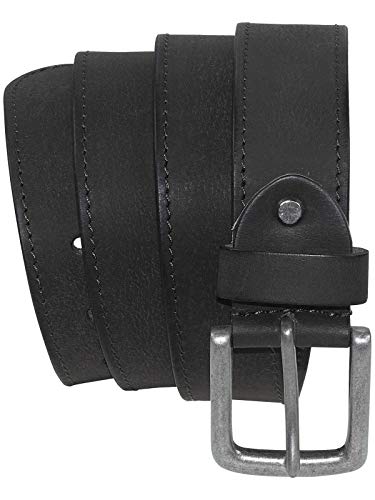 Harrys-Collection HC Herren Ledergürtel Büffelleder mit Altsilberschließe, Bundweite:Bundweite 95 = Gesamtlänge 109, Farben:schwarz von Harrys-Collection