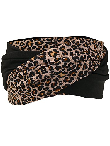 Harrys-Collection Haarband oder Stirnband in 16 Verschiedenen Unifarben Turban, Kopfgröße:Einheitsgröße, Farben:Leopard von Harrys-Collection