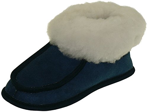 Harrys-Collection Hausschuhe aus Lammfell in 2 Farben von 25-48, Farben:Marine, Schuhgröße:48 von Harrys-Collection