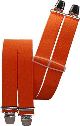 Harrys-Collection Herren Hosenträger 4 Extra Starken Clips uni, Farben:orange von Harrys-Collection