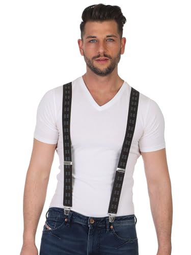 Harrys-Collection Herren Hosenträger Made in Germany Verstellbar bis 130 cm Nadelstreifen Muster, Größen:130 cm, Farben:dunkelbraun von Harrys-Collection