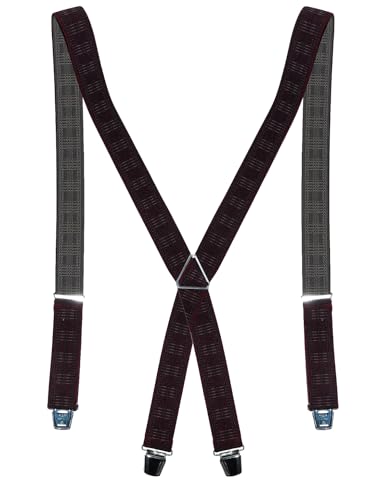 Harrys-Collection Herren Hosenträger Made in Germany Verstellbar bis 130 cm Nadelstreifen Muster, Größen:130 cm, Farben:weinrot von Harrys-Collection