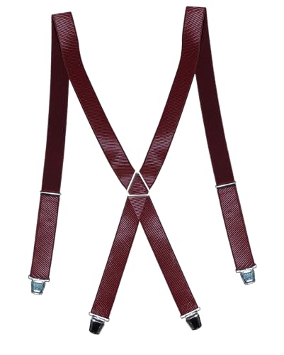 Harrys-Collection Herren Hosenträger Made in Germany Verstellbar bis 130 cm exklusiv, Größen:130 cm, Farben:weinrot von Harrys-Collection