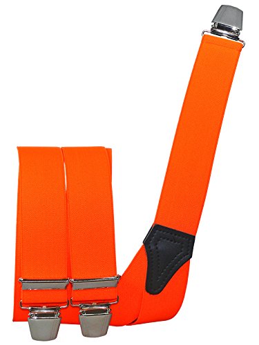 Harrys-Collection Herren Hosenträger mit 3 extra starken Clips vielen uni Farben 2 Größen zur Wahl Y Form, Größen:120 cm, Farben:neonorange von Harrys-Collection