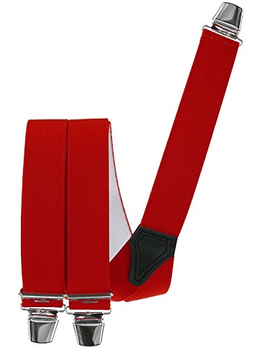 Harrys-Collection Herren Hosenträger mit 3 extra starken Clips vielen uni Farben 2 Größen zur Wahl Y Form, Größen:120 cm, Farben:rot von Harrys-Collection