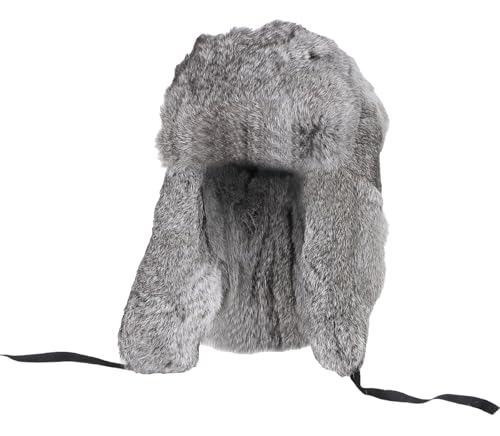 Harrys-Collection Herren Mütze aus feinstem Kaninchen Fell schwarz oder grau, Kopfgröße:XXL, Farben:grau von Harrys-Collection