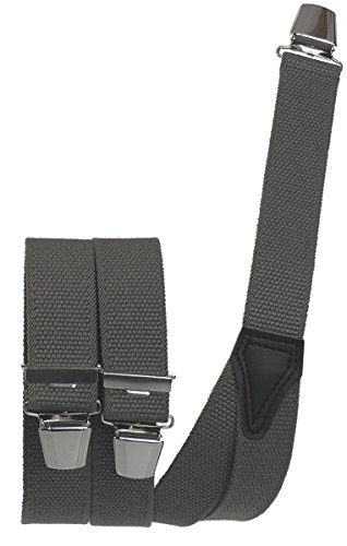 Harrys-Collection Hosenträger mit 3 Clips extra starkes dickes Band y Form, Größen:120 cm, Farben:grau von Harrys-Collection