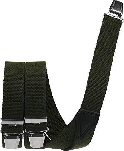 Harrys-Collection Hosenträger mit 3 Clips extra starkes dickes Band y Form, Größen:120 cm, Farben:oliv von Harrys-Collection