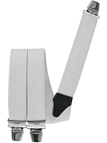 Harrys-Collection Herren Hosenträger mit 3 extra starken Clips 140 cm Überlänge, Farbe:weiß von Harrys-Collection