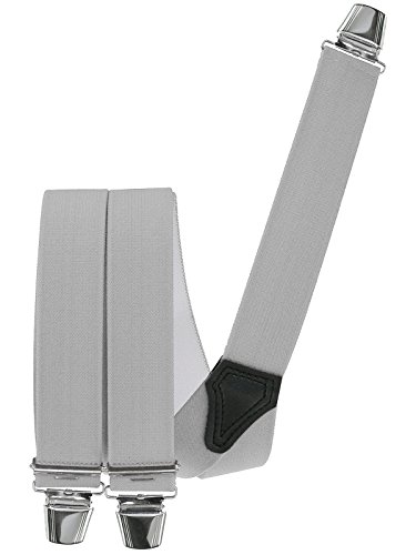 Harrys-Collection Herren Hosenträger mit 3 extra starken Clips vielen uni Farben 2 Größen zur Wahl Y Form, Größen:140 cm, Farben:hellgrau von Harrys-Collection