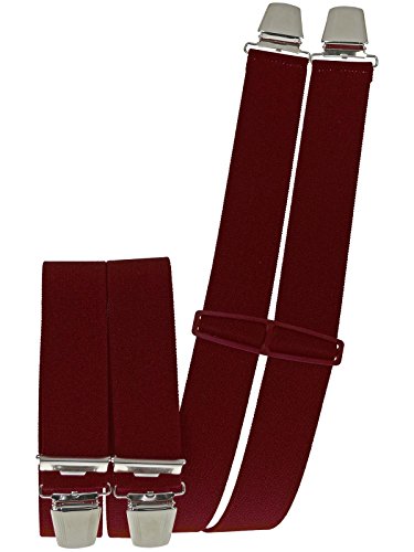 Harrys-Collection Herren Hosenträger mit 4 Clips uni extra lang 130 cm, Farben:bordaux von Harrys-Collection