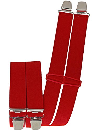 Harrys-Collection Herren Hosenträger mit 4 Clips uni extra lang 130 cm, Farben:rot von Harrys-Collection