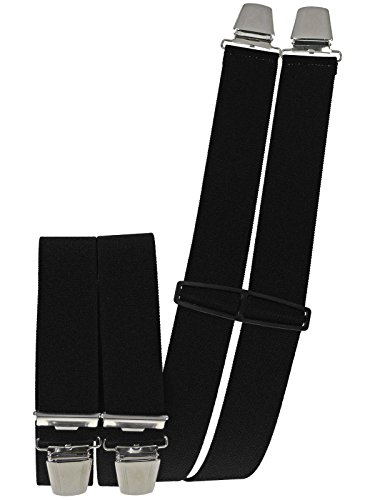 Harrys-Collection Herren Hosenträger mit 4 Clips uni extra lang 130 cm, Farben:schwarz von Harrys-Collection