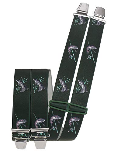 Harrys-Collection Hosenträger mit 4 extra starken Clips Fisch Angler von Harrys-Collection