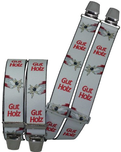 Harrys-Collection Hosenträger mit 4 extra starken Clips Gut Holz von Harrys-Collection