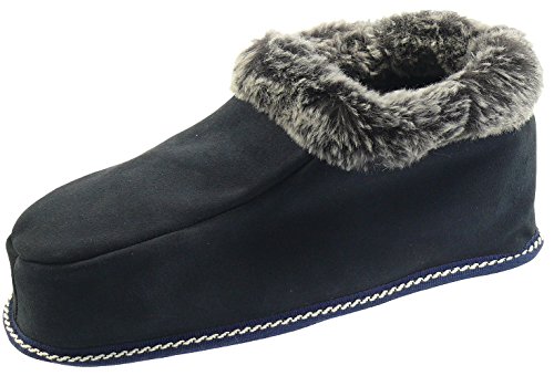 Harrys-Collection Hüttenhausschuh aus echtem Lammfell mit Ledersohle, Farben:Marine, Schuhgröße:37 von Harrys-Collection