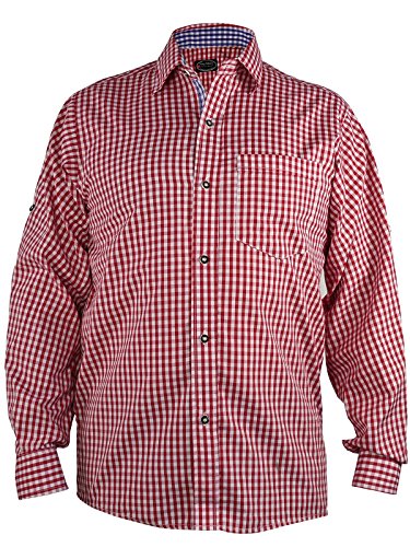 Harrys-Collection Kariertes Trachtenhemd aus 100% Baumwolle, Größen:XL, Farben:rot von Harrys-Collection