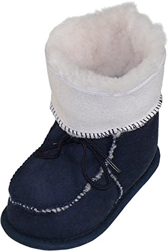 Harrys-Collection Kleinkind Kinderhausschuhe aus Lammfell in 4 Farben von 19-25, Farben:Marine, Schuhgröße:21 von Harrys-Collection