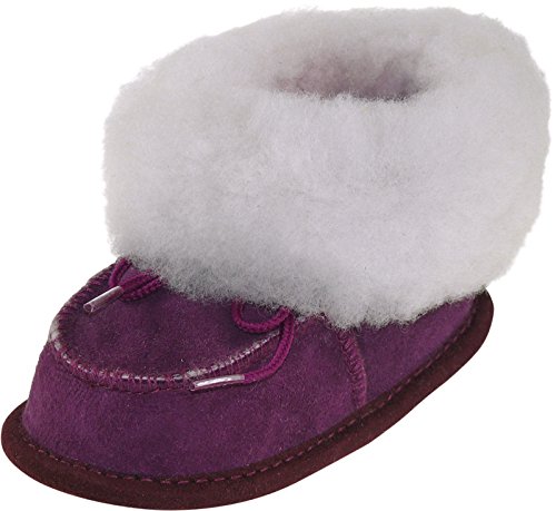 Harrys-Collection Kleinkind Kinderhausschuhe aus Lammfell in 4 Farben von 19-25, Farben:lila, Schuhgröße:23 von Harrys-Collection