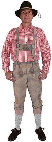 Harrys-Collection Kniebund Trachtenhose für Herren aus feinstem Wildbock, Größe:48, Farben:Antikbraun von Harrys-Collection