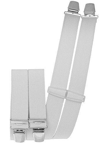 Harrys-Collection Herren Latzhosenträger Arbeitshosenträger 4 extra starke Clips uni und neon Farben, Farben:weiß von Harrys-Collection