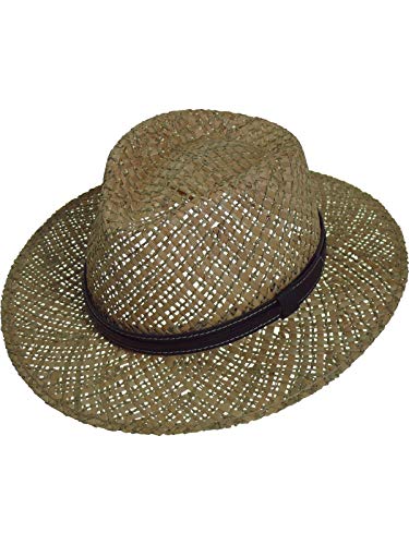 Harrys-Collection Sehr Leichter Strohhut mit braunem Band aus 2 Stroh Arten kombiniert, Kopfgröße:55, Farben:braun von Harrys-Collection