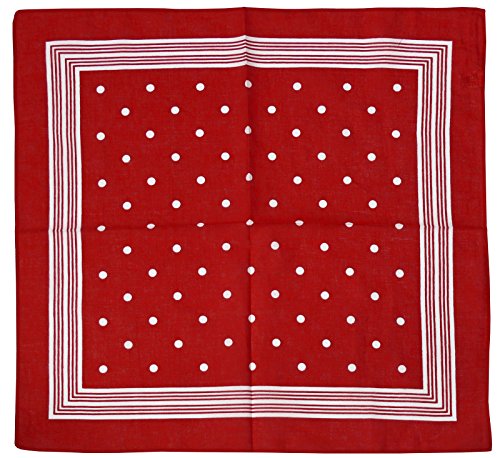 Harrys-Collection Unisex Bandana Bindetuch 100% Baumwolle (1 er 6 er oder 12 er Pack), Farbe:Punkte rot von Harrys-Collection
