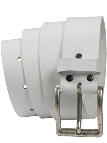 Harrys-Collection Unisex Jeansgürtel Vollrindleder Altsilberfarbige Schnalle, Bundweite:100, Farben:weiss von Harrys-Collection