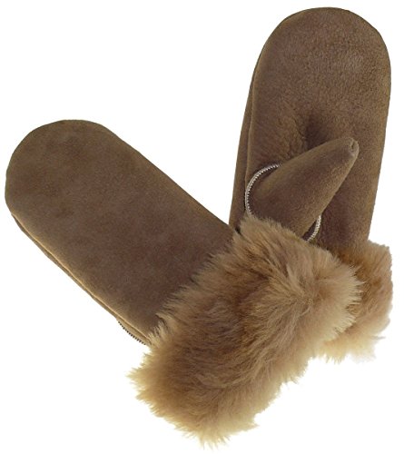 extra dicke Fäustlinge aus echtem Lammfell für Damen, Farben:beige, Handschuhgröße:L von Harrys-Collection