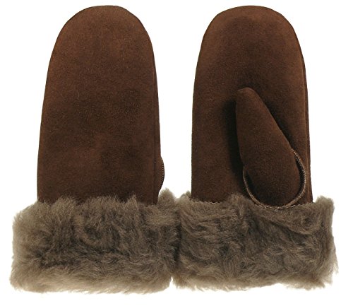 extra dicke Fäustlinge aus echtem Lammfell für Damen, Farben:braun, Handschuhgröße:L von Harrys-Collection