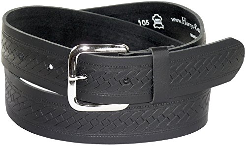 Harrys-Collection schwarzer Gürtel in 4 cm Breite geprägt, Bundweite:105 von Harrys-Collection