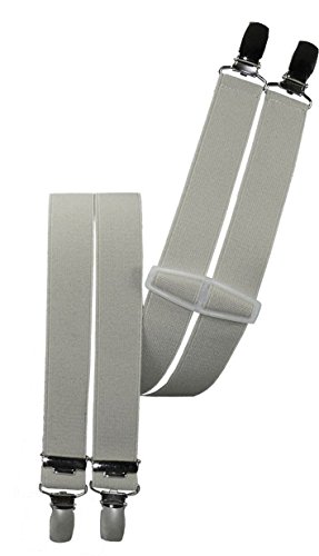 Harrys-Collection Herren Hosenträger mit 4 Clips 9 Farben lieferbar 25 mm breit, Farbe:hellgrau von Harrys-Collection