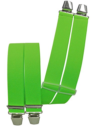 Harrys-Collection Herren Hosenträger 4 Extra Starken Clips uni, Farben:neongrün von Harrys-Collection
