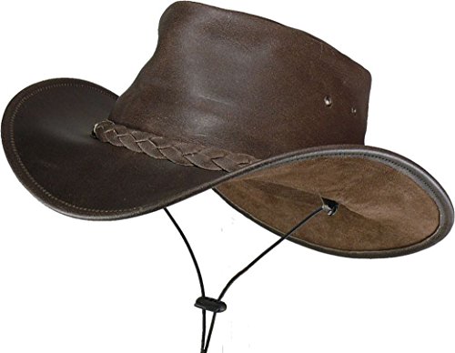 Harrys-Collection Damen Herren Leichter Lederhut aus Rindleder in 3 Farben!, Größe:M, Farben:dunkelbraun von Harrys-Collection