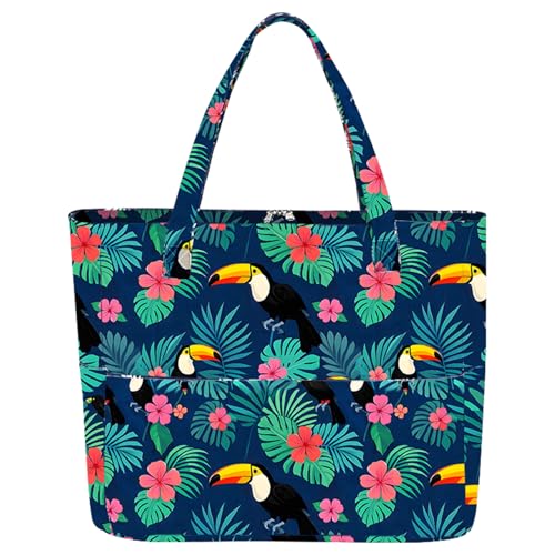 Harsever Strandtasche Xxl Familie,Strandtasche Groß Wasserdichte Damen mit Reißverschlus,Faltbar Beach Bag mit Mehreren Taschen Tote Bag für Strand,Urlaub, Pool von Harsever