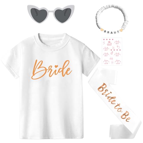 JGA Team Bride Shirt Set JGA Shirt Frauen Braut Tshirt Junggesellenabschied T-Shirt mit Armband,Schärpe,Sonnenbrille,Brautjungfer Tshirt für Parties von Harsever