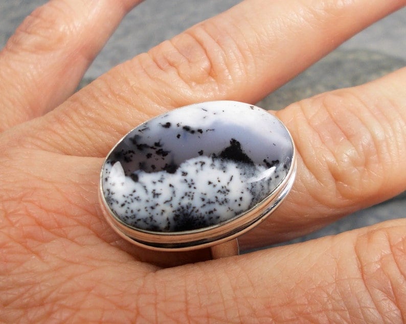 Dendrit Opal Oval Edelstein Ring 925 Sterling Silber Handgemachter Unisex Boho Spirituelle Heilung Geschenk Für Sie/Ihn Dendrit Opal Oval Edelstein Ring 925 Sterling Silber Handgemachter Unisex Boho Spirituelle Heilung Geschenk Für Sie/Ihn von HarshadGems