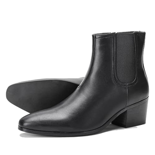 Harssidanzar Chelsea Stiefeletten für Männer, Absatz Retro Walking Motorrad Kleid Stiefel KM301EU,Schwarz,Größe 41 Harssidanzar Chelsea Stiefeletten für Männer, Absatz Retro Walking Motorrad Kleid Stiefel KM301EU,Schwarz,Größe 41 von Harssidanzar